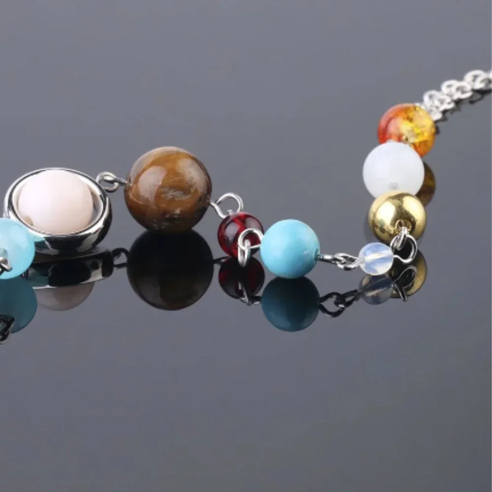 Solar System Aligned Planet/Star Science Necklace